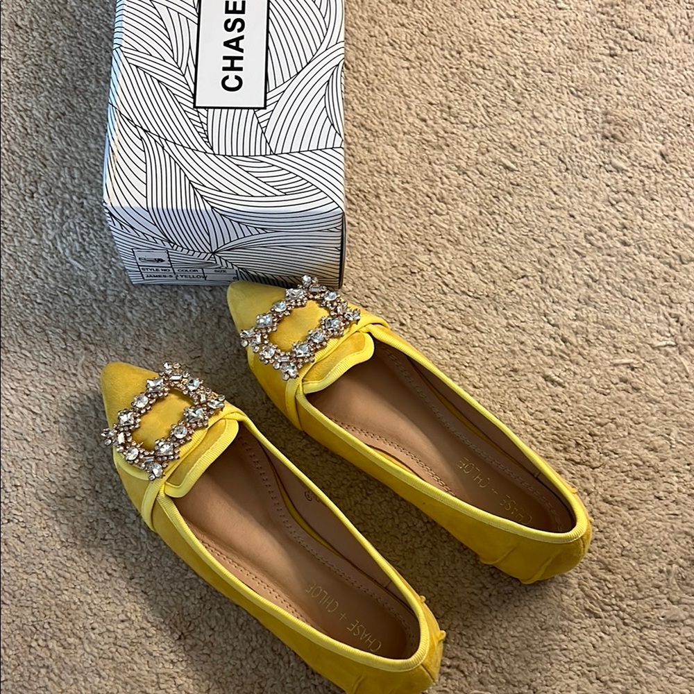 Chase + Chloe Yellow Embellished Women's Flats